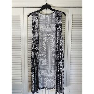 Cato 1946 Black White Paisley Floral Rayon Long Open Duster Womens Plus 18/20W